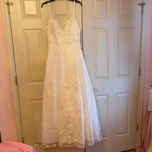 TLC White Lace A-Line Prom Dress